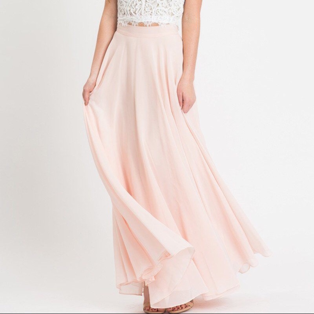 Amelia Full Pink Maxi Skirt + Lace Top